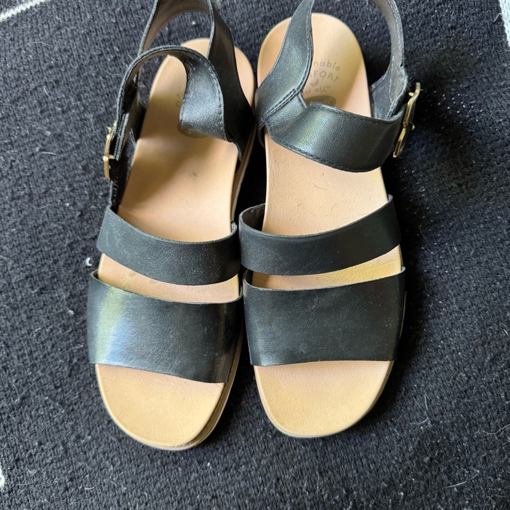 Dr. Scholl's Black Leather Sandals